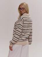 Collared Button Front Striped Fluffy Knit Oversized Jumper Cute Girly Sexy Spring Winter Going Out Daily Sugar Swizzle