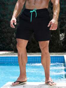 Manfinity VDAYZ Men's Casual Double Layer Beach Shorts - Black - View 5