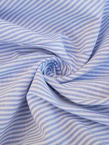 Lounesse 大码条纹系带短袖连衣裙 - 藍色 - 查看 7