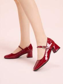 CUCCOO DOLLMOD Women's Round Toe Burgundy Mary Jane Shoes, Sweet & Cute, Versatile & Comfortable, School Style - Burgundy - View 5
