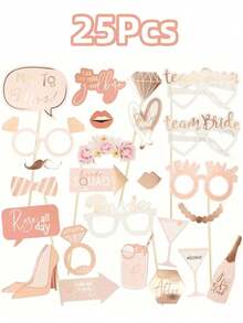 SHEIN 25pcs, Fun And Creative Bride-To-Be Photo Booth Props For Weddings, Engagements, And Bachelor Parties - Perfect For Adding A Festive Touch To Your Celebration! - Multicolor - View 10