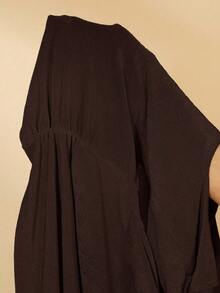SHEIN Essnce 女士纯色高腰修身直筒裙 - 棕色 - 查看 7