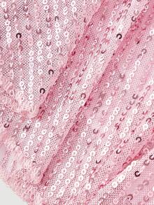 SHEIN MOD 女士时尚派对亮片低腰多层荷叶边迷你裙 - 粉色 - 查看 4