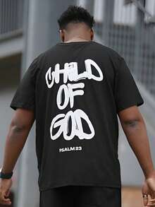 Heavens Edit 男士时尚街头图案印花宽松黑色短袖 T 恤 - 黑色 - 查看 5