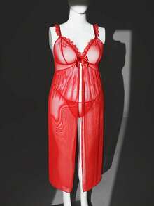 Seduluxe Bộ đồ lót gợi cảm không gọng cỡ lớn 2 món, thích hợp cho Ngày Valentine. - Màu Đỏ Sâu - Xem 5