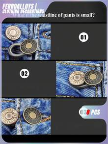 SHEIN 8pcs Random Style Metal Button Extenders,For Women Men, Jean Button Extender, Waist Extenders, No Sew Instant Waistband Extender Buttons Metal For Jeans Pants Collar Valentine's Day, Valentines Wedding, Birthdayfall Decor - Multicolor - View 6