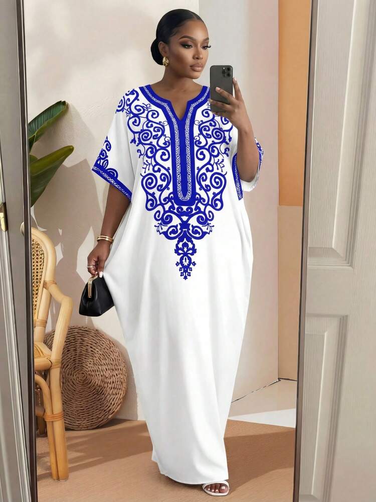 SHEIN Lady Đầm dạ hội dệt nhiều màu sắc thanh lịch bốn mùa, đầm cỡ lớn, đầm kín đáo, trang phục đi nghỉ mát, đầm hè cỡ lớn cho nữ, đầm đi nghỉ mát, đầm châu Phi cho nữ, Abaya Dubai, trang phục hè cho nữ, đầm phong cách Bohemian Boho cỡ lớn, trang phục hè cho nữ, quần áo mùa hè, Jalabiyas, đầm thường ngày, thời trang. - Nhiều màu - Xem 5