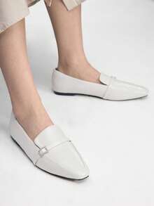 Mnmlis Women's Fashionable & Elegant Commuter Crystal Decorated Flat Shoes Valentine's Day - Apricot - View 5