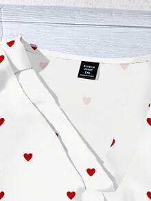 EMERY ROSE Áo sơ mi nữ in hình trái tim, kiểu dáng thường ngày, thích hợp cho mùa hè, ngày Valentine, quà tặng Valentine cho nữ, ngày lễ tình nhân. - Nhiều màu - Xem 4