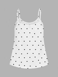 SHEIN EZwear 3件組大尺碼女款百褶波點寬鬆可調肩帶細肩帶背心上衣，適合春夏約會，黑白休閒簡約基本款 - 黑與白 - 查看 6