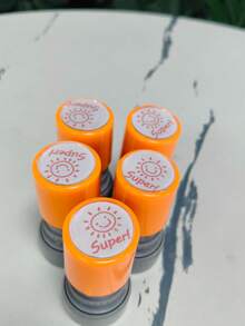 1pc Children's Teacher Daily Teaching Round Sticker - Orange - View 11