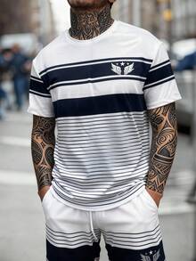 HIMLAND 男士优雅印花T恤套装，适合通勤 - 彩色 - 查看 5