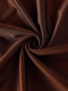 SHEIN MOD 大码女式纯色褶皱腰喇叭下摆细肩带连衣裙、半正式连衣裙、优雅茶会连衣裙、飘逸巡航女装 - 棕色 - 查看 6