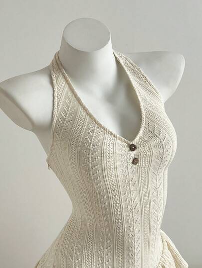 Elamini 女士休闲度假露背不对称下摆连衣裙