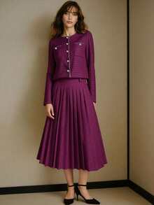 ZEYLAH Chaqueta elegante de mujer con decoración de cadena - Morado - Ver 4