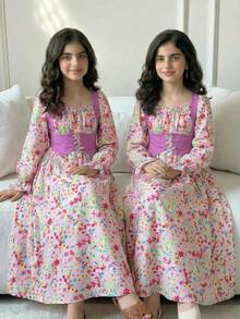 SHEIN 少女时尚休闲可爱连衣裙 - 紫色 - 查看 2