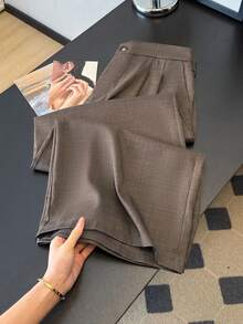 GlowEve CURVE Pantalones anchos plisados de colores variados de estilo casual - Café integral - Ver 1