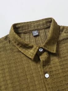 Genlund 男士纯色前开襟纽扣休闲百搭短袖衬衫 男士钩针衬衫 男士纽扣衬衫 夏季男士休闲短袖衬衫 男士针织衬衫 男士棕色衬衫 适合日常休闲、周末旅行、户外活动、探险旅行、轻松的工作环境或半正式场合，可作为男友/丈夫礼物、周年纪念/生日礼物、派对、暑假、新年、婚礼、情人节礼物 - 軍綠色 - 查看 3