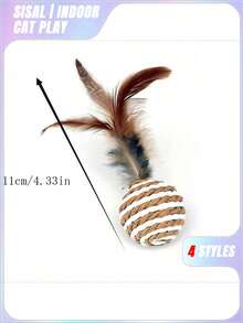 4 件装猫玩具随机颜色球形设计逗猫玩具，用于猫咪互动 - 彩色 - 查看 2