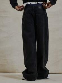 Musero Baggy Washed Clasp Fastening Detail Denim Trouser Bottoms Co Ord Sets Jeans Only Autumn Winter Essentials - Black - View 4