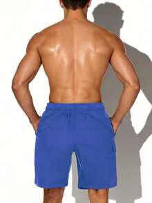 Manfinity KASUA Men's Drawstring Waist Cargo Pocket Casual Beach Shorts - Royal Blue - View 2