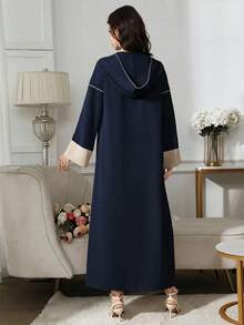 SHEIN Najma Women's Elegant Modest Hooded Arabic Style Dress - Navy Blue - View 2