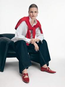 Mnmlis Solid Color Small Square Toe Daily Fashion Comfortable Versatile Casual Flat Shoes, Suitable For Walking Travel And Vacation - Burgundy - View 3