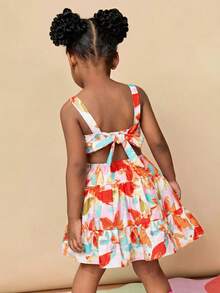 Travachic KIDS Young Girl Ditsy Floral Backless Hollow Out Camisole Dress - Pink - View 4