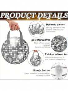 3/6/12 Disco Ball Gift Bag - Dancer Themed Party Gift, Suitable For Weddings, Birthdays, Ladies' Parties, Halloween, Christmas Decorations (Silver), Holiday Event Accessories, Retro Spherical Design, Sturdy Tote Bag - Multicolor - View 3