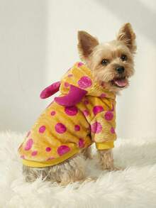 PETSIN 1pc Monster Hooded Sweatshirt With Yellow Polka Dots And Plush Pet Design (For Cosplay) - Multicolor - View 12