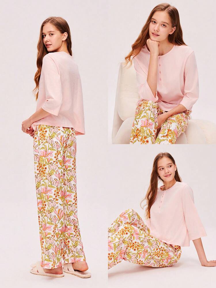 Women Floral Print Loungewear Pajama Set