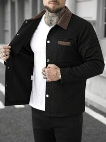 Manfinity Homme 男士夹克，男士休闲纯色夹克，白色男士纽扣夹克，适合春秋季穿着，男士休闲工装口袋纯白色纹理衬衫夹克，休闲简约风格，都市成熟风格，英伦绅士风格，意式优雅风格，男士衬衫夹克 - 彩色 - 查看 7