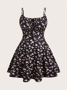 SHEIN EZwear 性感黑色针织紧身迷你连衣裙，细肩带，夏季 - 彩色 - 查看 1