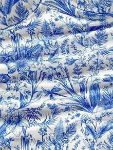 SHEIN Tween Girls' Fitted Casual Floral Print Halter Neck Tank Top - Blue - View 3