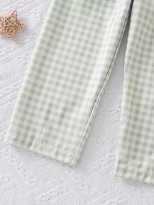 Young BoyGreen Patch Pocket Dinosaur Print Lapel Short Sleeve Pajama Set - Army Green - View 4