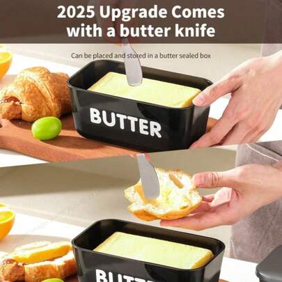 PP Butter Container | Butter Dish With Lid And Butter Knife | Suitable For Hotel, Home, Restaurant, Buffet Countertop And Refrigerator Door Rack | Butter Box