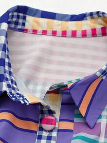 Sunspun 格子拼接休闲修身连衣裙 - 彩色 - 查看 4