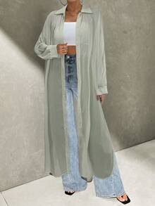 Firerie White Chiffon Sun Protection Shacket For Women, Mid-Length Loose French Style Lightweight Blouse, Summer,Summer Top - Green - View 4