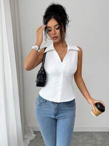 Franclia Áo sơ mi trắng không tay dáng ôm, thanh lịch và thoải mái dành cho nữ, có cổ, hoàn hảo cho mùa hè, kỳ nghỉ xuân, phong cách đơn giản, trang phục thường ngày, trang phục trang nhã, trang phục dự lễ hội âm nhạc, trang phục đi biển, chất liệu vải trắng. Áo sơ mi trắng không tay thanh lịch, áo kiểu phương Tây màu trắng, áo nữ, áo vest trắng thanh lịch cho nữ, áo nữ, áo sơ mi không tay thanh lịch, áo công sở thường ngày cho nữ, bộ trang phục đi nghỉ mát cho nữ, trang phục thường ngày cho nữ, trang phục mùa hè cho nữ, bộ đồ phối hợp sang trọng cho nữ, trang phục mùa xuân cho nữ. - trắng - Xem 7