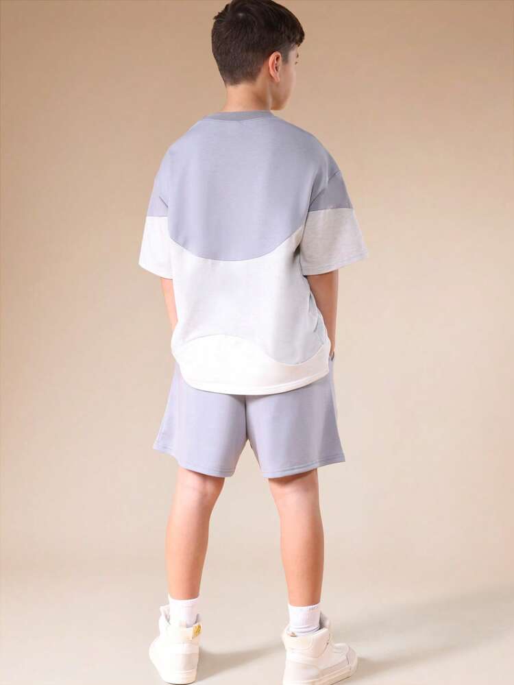 Color Block T-Shirt And Shorts Set