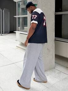 Heavens Edit 男士休闲圆领短袖 T 恤，带 3D 数字印花，黑色和橙色 #77，时尚街头服饰 - 黑色 - 查看 3