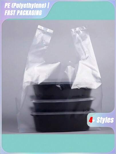 SHEIN A Set Of 100 White Transparent Plastic Bags, Breakfast Bags, Disposable Food Packaging Bags, Supermarket Grocery Plastic Bags Suitable For Daily Use