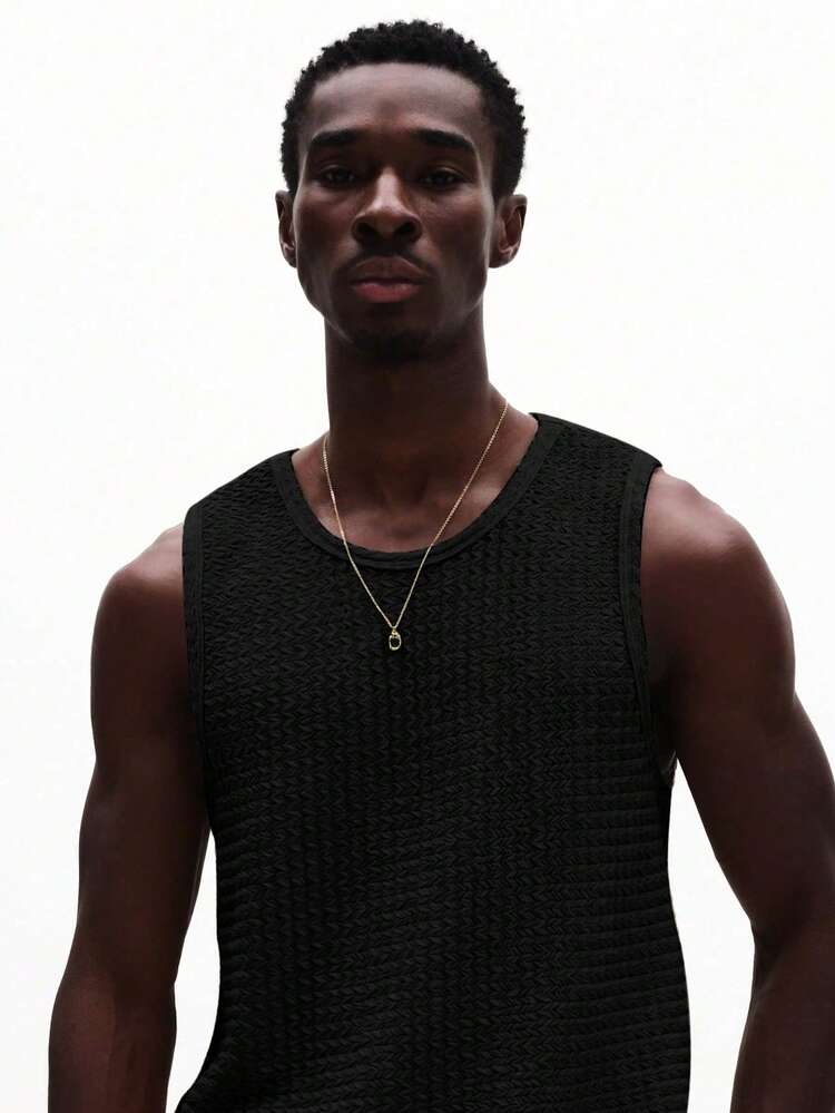 Ärmelloses Tanktop mit Struktur und Rundhalsausschnitt