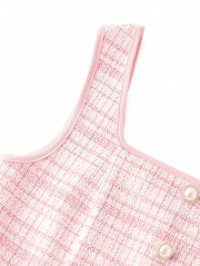 Ellevyn Women's Plaid Square Collar Button Design Sleeveless Elegant Mid-Length Dress - Multicolor - View 3