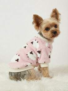 PETSIN 1 Pc Pet Dog Cat Universal Pink Fleece Lamb Print Warm Crew Neck Sweatshirt - Multicolor - View 6
