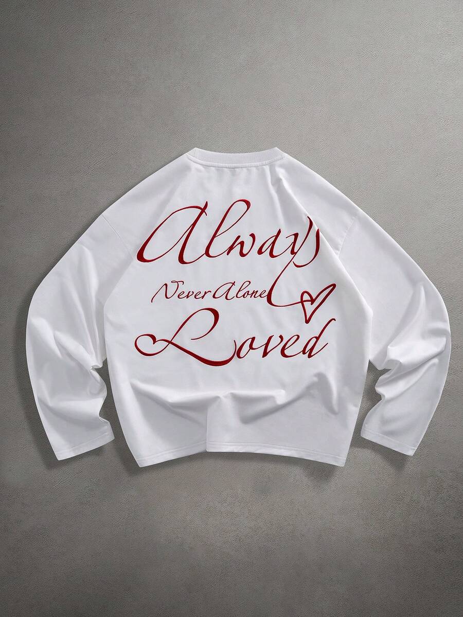 STYNVO Men's Simple Printed Long Sleeve T-Shirt - White - View 1