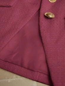 Aveloria Rosie 斜纹软呢面料优雅时尚修身女式外套，带纽扣口袋；斜纹软呢喇叭简约风女式半身裙，两件套 - 玫紅色 - 查看 7