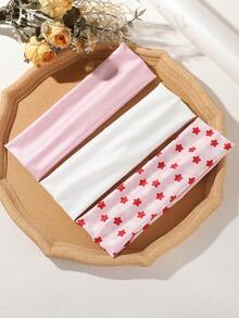 ROMWE Kawaii 3件套新款春夏甜美星粉色发带，适合女性日常生活和户外运动。 - 3pcs/set - 查看 4