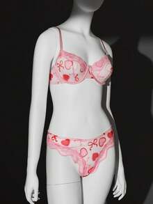 Seduluxe 4pcs Valentine's Day Date Night Lingerie Set: Thong, Long Sleeve Robe, And Belt - Pink - View 5