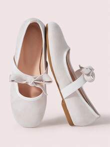 CUCCOO DOLLMOD Women's Apricot Suede Bow Mary Jane Shoes, Sweet And Gentle Elegant, Versatile For Commuting And Daily Wear Valentine's Day - Apricot - View 2